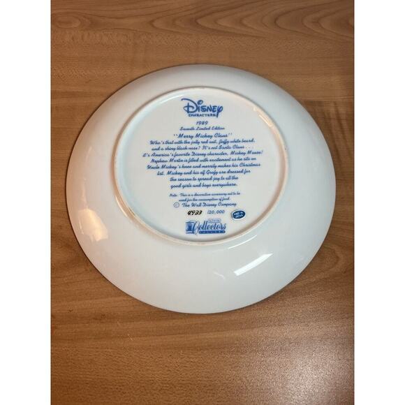 Schmid Merry Mickey Claus 1989 Disney Numbered Plate - Picture 3 of 5